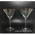 clear crystal martini glasses with gold rim